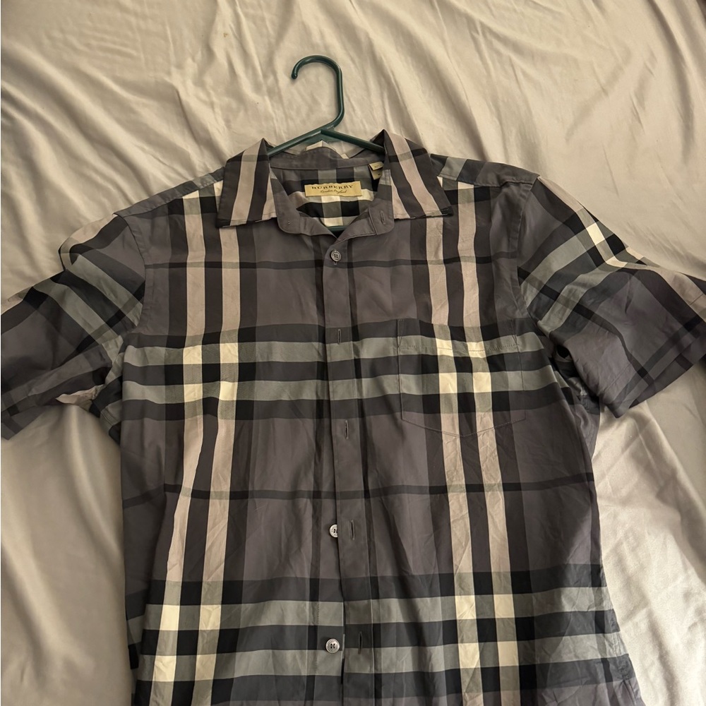 Burberry London size medium check short sleeve button up shirt